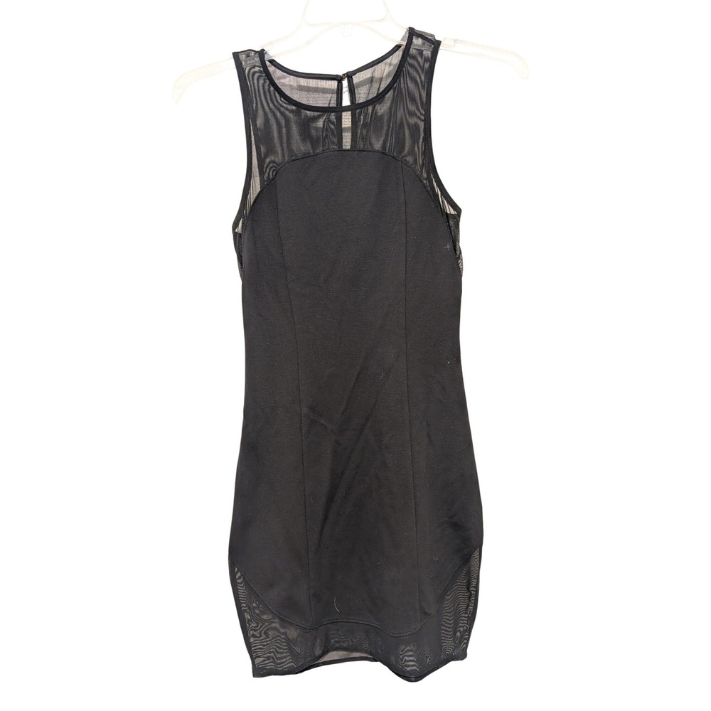 EXPRESS‎ Black Mesh Sheer Illusion Sheath bodycon Mini Dress little black Size 4